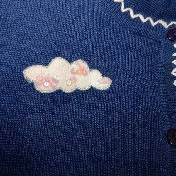 Vintage Patriotic Kite Cardigan Sweater Women’s XL Blue Embroidered Applique - Picture 4 of 9